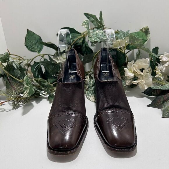 Vintage Bruno Magli Leather Pumps Women's Size 38 Brown Square Toe Slip-on - Picture 15 of 15